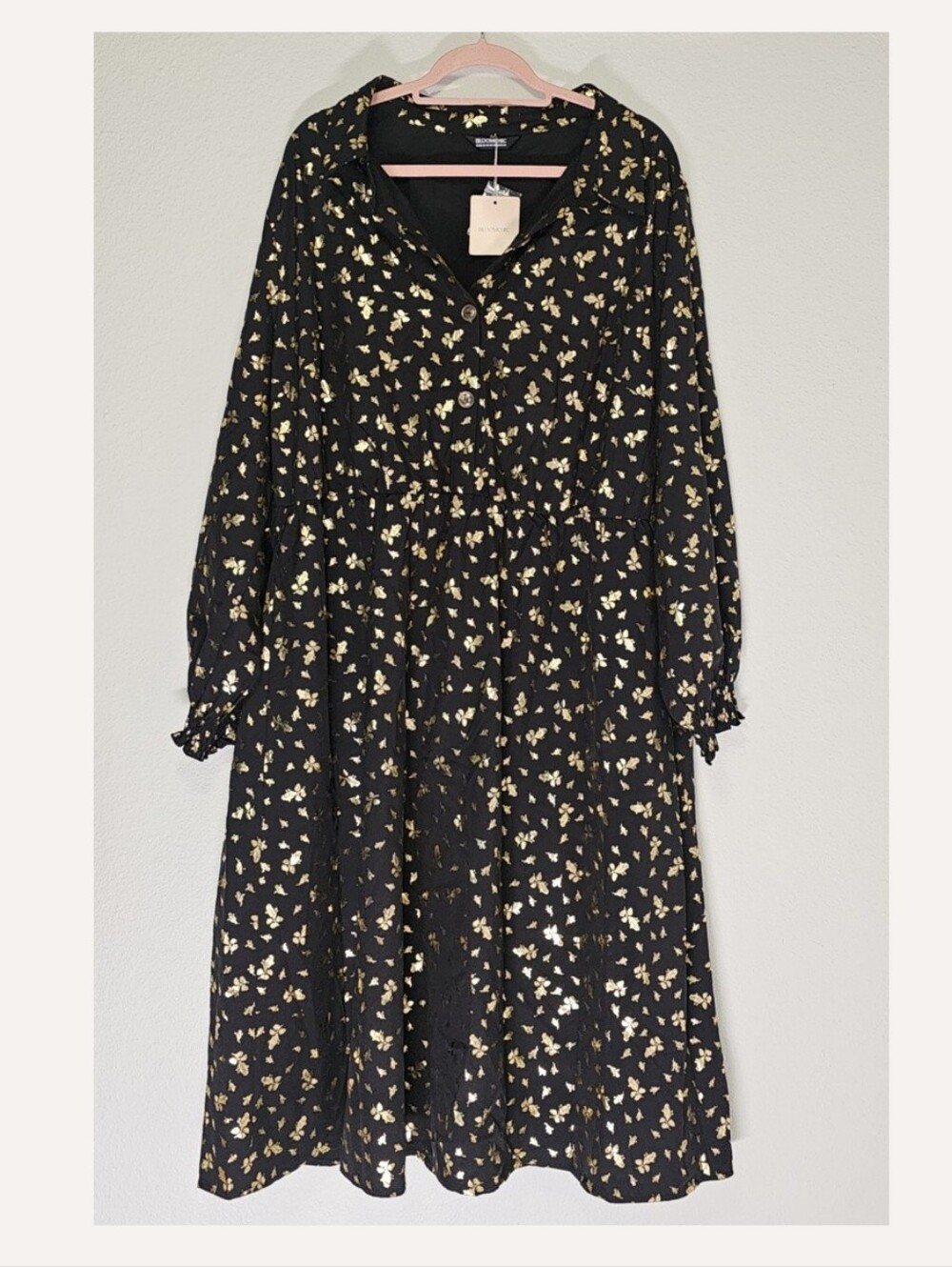 BloomChic Black Dress with Gold Floral Print